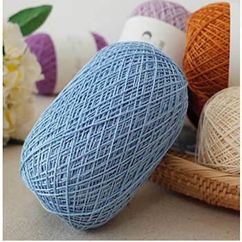 175M Size 5 Linen & Polyester Crochet Threads, Embroidery Thread, Yarn for Lace Hand Knitting, Sky Blue, 1mm