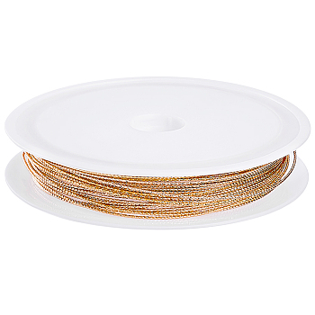 Beebeecraft 10M Copper Wire for Jewelry Making, Textured Round, Real 18K Gold Plated, 21 Gauge, 0.7mm