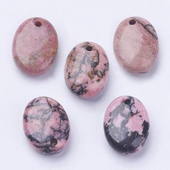 Natural Rhodonite Pendants, Oval, 18x13x6~7mm, Hole: 2mm