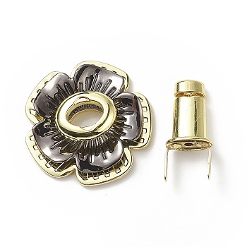 (Defective Closeout Sale: Slight Scratch), Zinc Alloy Twist Lock Clasp, for Bag Replacement Accessories, Flower, Golden, 4.5x4.55x1.35cm and 3.7x1.65x1.1mm