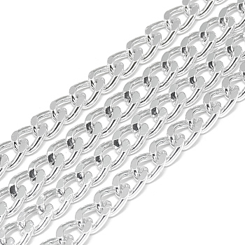 Unwelded Aluminum Curb Chains, Silver, 7x5x1.4mm