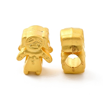Rack Plating Alloy European Beads, Large Hole Beads, Lead Free & Cadmium Free & Nickel Free, Girl, Matte Gold Color, 13.5x10x7mm, Hole: 5mm