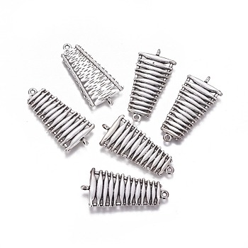 Alloy Links connectors, Lead Free and Cadmium Free, Trapezoid, Antique Silver, 40mm long, 20mm wide, 2.5mm thick, hole: 1.5mm