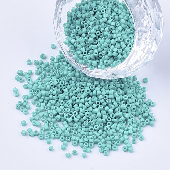 Baking Paint Cylinder Seed Beads, Uniform Size, Dark Turquoise, 1.5~2x1~2mm, Hole: 0.8mm, about 4000pcs/bag, about 50g/bag