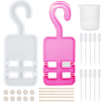 Gorgecraft DIY Cloth Hanger Making Kits, with Silicone Molds, Silicone 100ml Measuring Cup, Plastic Transfer Pipettes, Birch Wooden Craft Ice Cream Sticks, Latex Finger Cots, White, 27pcs/set