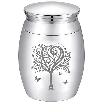 Alloy Cremation Urn, with Disposable Flatware Spoons, Silver Polishing Cloth & Velvet Packing Pouches, Tree of Life, 40.5x30mm