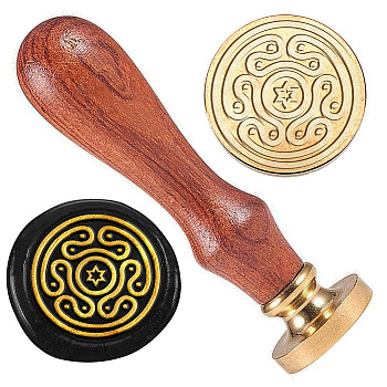 Golden Plated Brass Sealing Wax Stamp Head, with Wood Handle, for Envelopes Invitations, Gift Cards, Goddess, 83x22mm, Head: 7.5mm, Stamps: 25x14.5mm