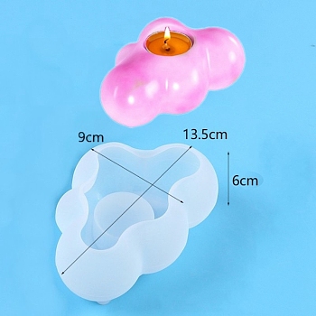 DIY Silicone Cloud Shape Tealight Candle Holder Molds, Resin Casting Molds, for UV Resin, Epoxy Resin Craft Making, Ghost White, 13.5x9x6cm