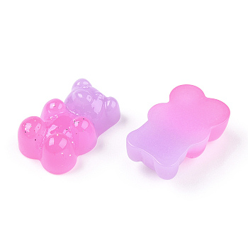 Gradient Color Opaque Resin Cabochons, with Glitter Powder Bear, Violet, 17.5x11x6.5mm