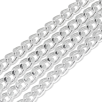Unwelded Aluminum Curb Chains, Silver, 7x5x1.4mm(X-CHA-S001-022A)