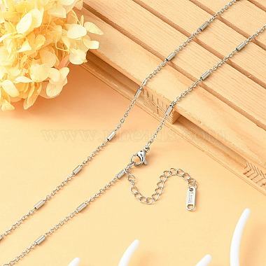 304 Stainless Steel Column Link Chain Necklace for Men Women(NJEW-YW0001-15)-5