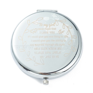 (Defective Closeout Sale: Alphabet Misprint) Stainless Steel Base Portable Makeup Compact Mirrors(STAS-XCP0001-36)-3