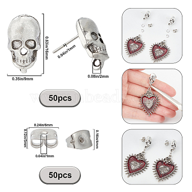 50Pcs Tibetan Style Stud Earring Findings(TIBE-SC0009-34)-2