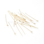 304 Stainless Steel Eye Pins, Real 18K Gold Plated, 35x3mm, Hole: 1.8mm, Pin: 0.7mm(STAS-G205-02B-G)