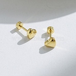 304 Stainless Steel Stud Earrings, Golden, Heart, 5.8x7mm(EJEW-Q028-03D-G)