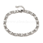 304 Stainless Steel Lumachina Chain Bracelets, Stainless Steel Color, 6-3/4 inch(17cm), Link: 11x5x1.7mm(BJEW-C079-01C-P)