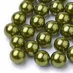 ABS Plastic Beads, Imitation Pearl, No Hole, Round, Olive, 8mm(SACR-R780-8mm-Z44)