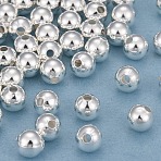 Brass Spacer Beads, Cadmium Free & Lead Free, Long-Lasting Plated, Round, 925 Sterling Silver Plated, 5mm, Hole: 1.4mm(KK-O133-010D-S)