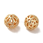Rack Plating Brass Pave Cubic Zirconia Beads, Long-Lasting Plated, Cadmium Free & Lead Free, Round, Light Gold, 10.5x10mm, Hole: 1.6mm(KK-M285-32A-KCG)