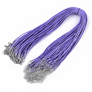 Waxed Cotton Cord Necklace Making, with Alloy Lobster Claw Clasps and Iron End Chains, Platinum, Medium Orchid, 44~48cm, 1.5mm(MAK-S032-1.5mm-B10)