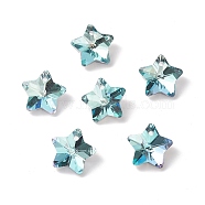 Electroplate Glass Charms, Faceted, Star, Light Blue, 13x13.5x7mm, Hole: 1.2mm(GLAA-H104-A08)