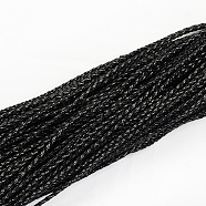 Braided Imitation Leather Cords, Round Bracelet Findings, Black, 3x3mm, about 103.89 yards(95m)/bundle(LC-S005-002)