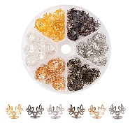 210Pcs 6 Colors 3-Petal Iron Bead Caps, Flower, Mixed Color, 12.5x13.5x4.5mm, Hole: 1.2mm, 35pcs/color(IFIN-CJ0001-66)