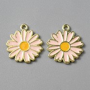 Light Gold Plated Alloy Enamel Pendants, Daisy Charms, Lavender Blush, 18x16x1mm, Hole: 1.3mm(ENAM-WH0001-36LG-04)