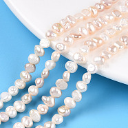 Natural Cultured Freshwater Pearl Beads Strands, Baroque Keshi Pearl Beads, Two Sides Polished, Creamy White, 4~5x4.5~6.5x2.5~4mm, Hole: 0.5mm, about 37~39pcs/strand, 6.69~6.89 inch(17~17.5cm)(X-PEAR-N014-04D-01)