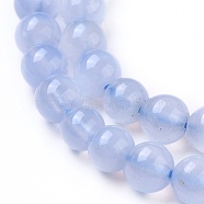 Grade AA Natural Blue Chalcedony Beads Strands, Round, 6mm, Hole: 1mm, about 65pcs/strand, 15.3 inch(G-F222-30-6mm-1)