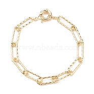 Brass Textured Paperclip Chain Anklets, with Spring Ring Clasps, Golden, 9-1/8 inch(23cm)(AJEW-AN00416)