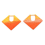 Spray Painted Iron Pendants, Diamond Shaped, Dark Orange, 40x46.5x2mm, Hole: 10.5x14.5mm(IFIN-N008-032C)