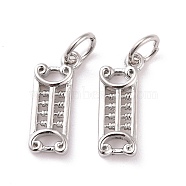 Brass Charms, with Jump Ring, Cadmium Free & Lead Free, Abacus, Platinum, 14.5x10x2mm, Hole: 3mm(KK-G418-25P)