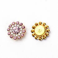 Acrylic Cabochons, with Rhinestone, Flat Round, Golden, Pink, 13.5x5mm(OACR-WH0025-05G)