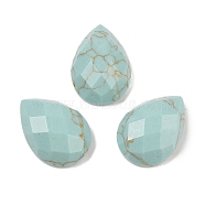 Synthetic Turquoise Cabochons, Teardrop, Faceted, 18x13x5mm(G-C146-04M)