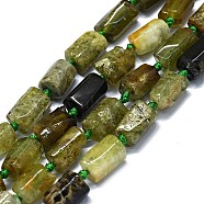 Natural Green Garnet Beads Strands, Nuggets, 6~12x6~7mm, Hole: 0.8mm, about 26~35pcs/strand, 15.55''~16.14''(39.5~41cm)(G-O170-139)