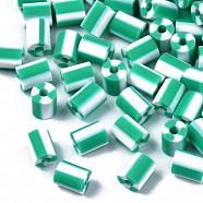 Handmade Polymer Clay Beads,  3 Tone, Column, Medium Sea Green, 5x2.5~6.5mm, Hole: 1.8mm(CLAY-N011-50A-10)