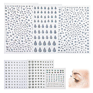 SUPERFINDINGS 6 Sheets 6 Styles Plastic Self-Adhesive Rhinestone Stickers, Crystal Gems Decals, DIY Nail Art, Car Mobile Phone Decoration, Mixed Shapes, Mixed Color, 130~155x80~106x2~2.5mm, Sticker: 3~13x2~2.5mm, 1 sheet/style(DIY-FH0005-77)