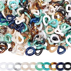 Acrylic Linking Rings, Quick Link Connectors, For Jewelry Paperclip Chains, Drawn Elongated Cable Chains Making, Imitation Gemstone Style, Oval, Mixed Color, 22.5x15x3mm, Inner Diameter: 8x16mm, 5 colors, 75pcs/color, 375pcs/set(OACR-FH0001-015)