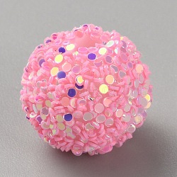Opaque Acrylic Beads, Round, Pearl Pink, 15.5x14.5mm, Hole: 2.3mm(MACR-WH0010-12G)