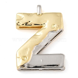 Brass Pendants, Real 18K Gold Plated And Platinum, Letter Charms, Letter Z, 28x19.5x4.5mm, Hole: 3.5x2mm(PALLOY-S036-01G-Z)