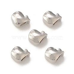 Rack Plating Alloy Beads,  Whale Shape, Platinum, 8.5x9x6.7mm, Hole: 3.8mm(KK-B069-01P)