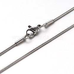 Tarnish Resistant 304 Stainless Steel Snake Chains Necklaces, with Lobster Clasps, Stainless Steel Color, 23.7 inch(60.2cm), 1.2mm(NJEW-O058-22P)