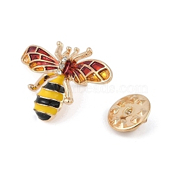 Little Bee Enamel Pins, Zinc Alloy Rhinestone Insect Brooches for Backpack Clothes, Yellow, Golden, 33.5x20.5mm(JEWB-S026-01G-C)