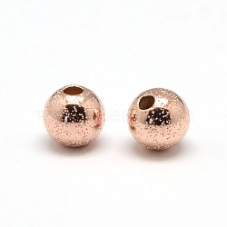 Rose Gold Filled Textured Beads, 1/20 Rose Gold Filled, Round, Cadmium Free & Nickel Free & Lead Free, 6mm, Hole: 1.5mm(KK-A130-10RG-6mm)