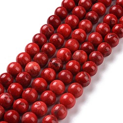 Natural Howlite Beads, Dyed, Round, Red, 8mm, Hole: 1mm, about 47pcs/strand, 15.5 inch(G-G904-8mm-03)