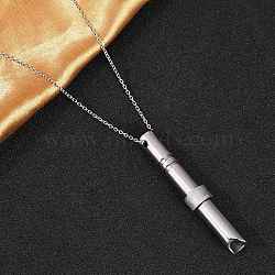 304 Stainless Steel Cable Chain Breathing Necklaces, Anxiety Relief Whistle Pendant Meditation Necklaces for Women Men, Stainless Steel Color, 18.11 inch(46cm)(NJEW-M050-01P)