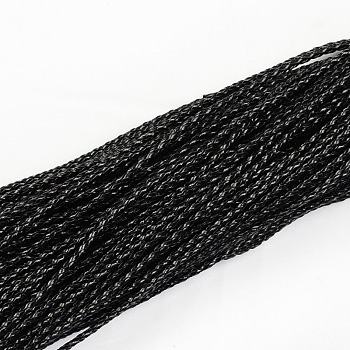 Braided Imitation Leather Cords, Round Bracelet Findings, Black, 3x3mm, about 103.89 yards(95m)/bundle