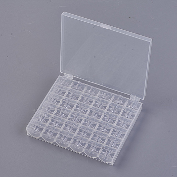 Transparent Plastic 36 Spools Household Line Empty Sewing Machine Line Axis, with Transparent Bobbin Box, Clear, 2.05x1.14cm, 36pcs/box