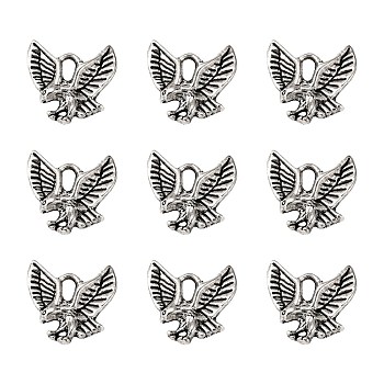 Tibetan Style Alloy Pendants, Cadmium Free & Nickel Free & Lead Free, Eagle/Hawk Charm Antique Silver, 13x13x2mm, Hole: 2mm